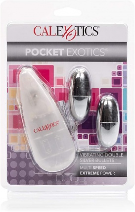 Pocket Exotics Double Silver Bullets Multi Speed 2.1 Inch Silver