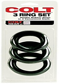 Colt 3 Cock Ring Set Rubber Black - Large (113536.6)