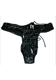 Lace- Up Cire Thong (black) (72379)